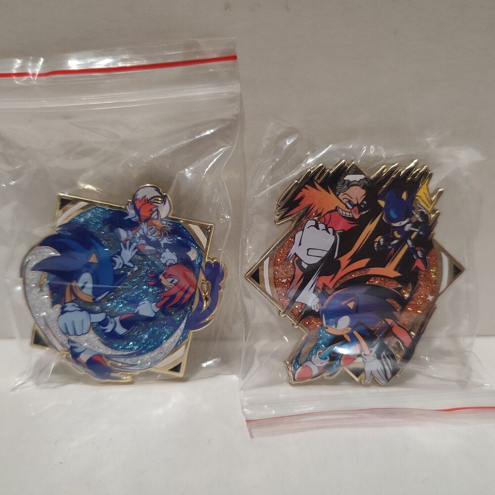 Sonic The Hedgehog Team & Eggman Blind Bag Enamel Pins Set Of 2 Sega Badges